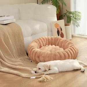 Invierno cálido Donut gato perrera perro estera cama rayas conejo felpa mascota cama suave y cómodo patrón sólido - Product Image 4