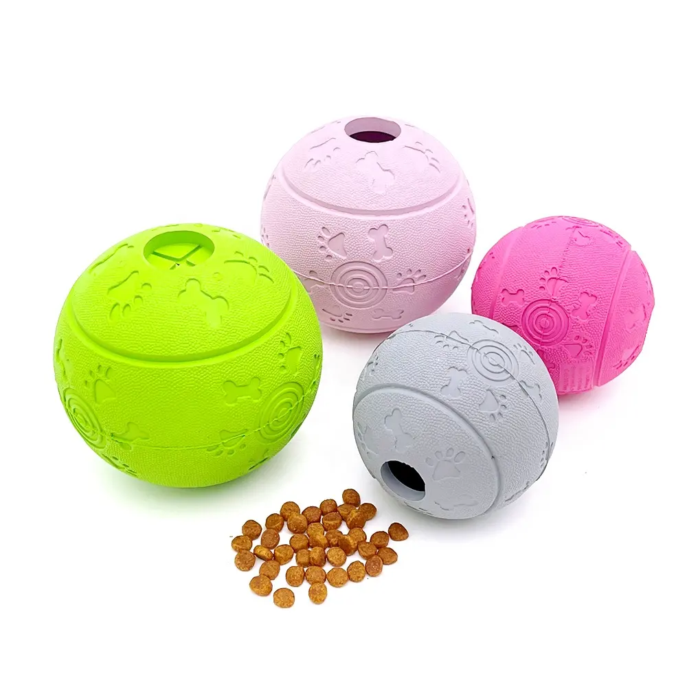 Promosyon doğal kauçuk gıda dağıtıcı Pet çiğnemek topu kaçak gıda oyuncak köpek oyun topu köpek yavaş besleyici