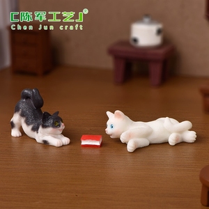 Paysage dessin animé mignon Simulation chaton Animal poupée décorations <span class=keywords><strong>à</strong></span> la main accessoires bureau petits ornements - Product Image 5