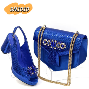 Zapatos <span class=keywords><strong>de</strong></span> PU <span class=keywords><strong>Baratos</strong></span> 2019 / Zapatos <span class=keywords><strong>de</strong></span> Verano <span class=keywords><strong>de</strong></span> Fábrica 2019 / Conjunto <span class=keywords><strong>de</strong></span> Zapatos y Bolso para Mujer / Zapatos <span class=keywords><strong>de</strong></span> <span class=keywords><strong>Fiesta</strong></span> Nigerianos Azul Rey - Product Image 4