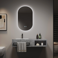 Vente en gros pour projets hôteliers : Ensemble de meubles de salle de bain en pierre naturelle avec miroir LED