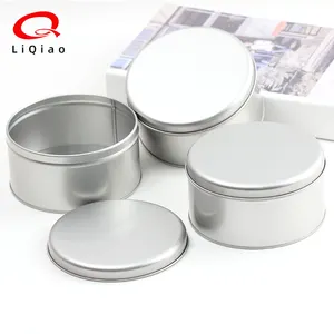 Silver Kitchen Spice Office Candies Gifts Art Crafts Round Travel Storage Cosmetics Party Metal Tin Candle Jars