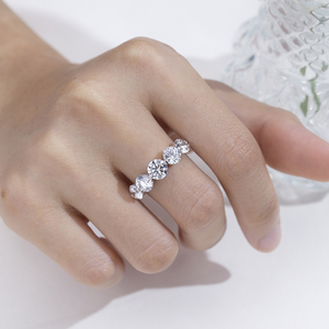 Bague en argent S925 avec diamant rond taillé MSR-2193 pour femme - Product Image 4