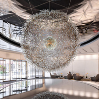 Lustre moderne en forme de boule de grande taille pour hôtel, centre commercial, décoration intérieure personnalisée, projet professionnel