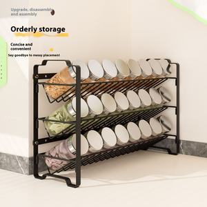 Estante de almacenamiento de especias de ABS de Metal para colgar en la pared transfronterizo de tres capas, armario de escritorio de cocina con cesta de condimento de hierro plano - Product Image 2