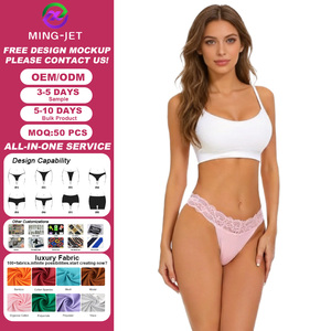 Culottes string en dentelle pour femmes, <span class=keywords><strong>sans</strong></span> <span class=keywords><strong>couture</strong></span>, en <span class=keywords><strong>microfibre</strong></span>, invisibles, style brésilien, élastiques, respirantes - Product Image 1