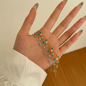 Dylam Unique Design S925 Silver Rhodium 18K Gold Plated Link Chain Dailey Dress up Synthetic <b>Opal</b> Stone Women Jewelry <b>Bracelets</b> - Product Image 3