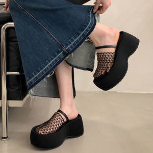 Sandales plates à plateforme pour femmes, style romain, semelle en caoutchouc épaisse, légères, respirantes, structure en maille, printemps-été - Product Image 2