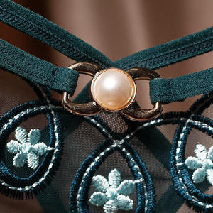 Tanga de malla sexy para mujer con bordado floral, lencería de lujo con perlas, seductora, calzones huecos de cintura baja, lencería sexy para mujer - Product Image 3