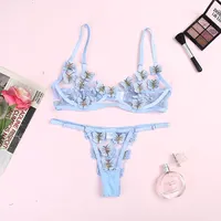 SHENGXINY Women Sheer Lace Lingerie Sexy Bras and Panties 2 Piece