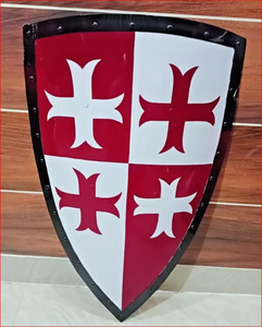 Escudo de Caballero Cruzado Medieval de Acero con Cruz Roja y Blanca - Product Image 1