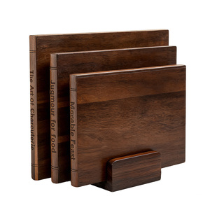 Juego de Tablas de Cortar Multifuncionales Antideslizantes de Madera de Nogal con Soporte, Tabla de Cortar de Madera Maciza Resistente y Soporte - Product Image 2