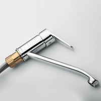 Robinet de cuisine moderne monocommande chromé, mélangeur classique pour évier avec installation monotrou