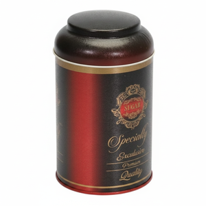 Kontensan EF080X7 0.6L Metal Tin Seamless Pattern Design Geometric Lines Red Background Dome Lid 90mm X 110mm Storage Bottle Jar - Product Image 2