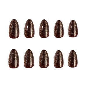 <span class=keywords><strong>Uñas</strong></span> Postizas de Alta Calidad con Efecto Ojo de Gato, Serie Winter Dark, Polvo Brillante, Forma Almendrada, Paquete de 30 Piezas con Kit de Preparación - Product Image 6