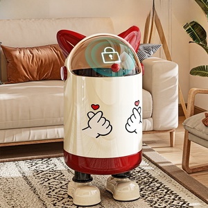 Cubo de Basura de Plástico Rectangular Blanco, Resistente, Ecológico, con Tapa y Sensor, Diseño Creativo de Dibujos Animados para Niños, Tamaño Personalizable - Product Image 4