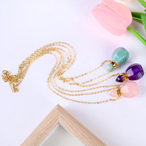 Collares al por mayor de piedra natural con botellas de perfume de cristal, collares grabados con gemas y botellas de aceite esencial para joyería - Product Image 6