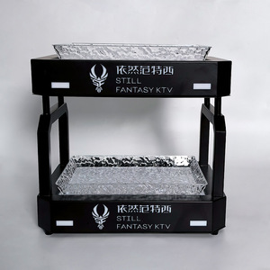 Bandeja de frutas iluminada de dos niveles, color azul hielo, de hierro forjado, para bares, KTV, con diseño de hielo. - Product Image 4