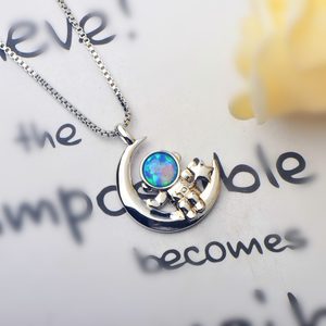 สร้อยคอโอปอลนักบินอวกาศสีฟ้าสไตล์อิน-เครื่องประดับไนติงเกลอินเทรนด์จำนวนมาก - Product Image 6