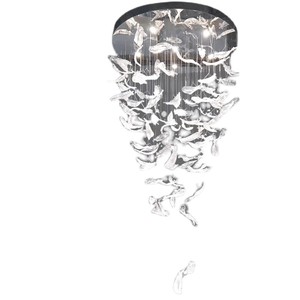 Art Crystal Feather Chandelier Round Led <b>Light</b> For Restaurants Hotels Salons Offices - Product Image 5