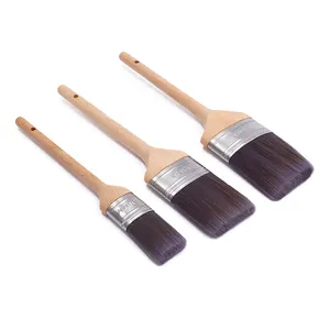 Round Wooden Handle Oval Ferrule Purple Color Nylon/Polyester Filament Oval Sash Paint Brushes