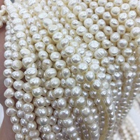 Chaîne de perles d'eau douce baroques naturelles à deux faces, trou moyen, 6-7 mm, qualité 5A, pour la fabrication de bijoux, bracelets, perles en vrac
