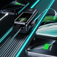 Batterie solaire portable 100W 20000mAh, chargeur rapide, affichage numérique, étanche, batterie Li-polymère, double sortie USB, cordon