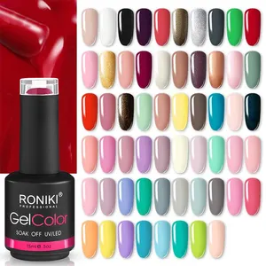 Roniki professionnel oem label pribadi kuku produk produsen rendam off esmalte de Sauna de nude gel uv cat kuku