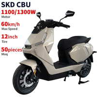 Moto électrique professionnelle CKD SKD 12 pouces 1100/1300W, vitesse maximale 60 km/h, scooter électrique 2 places pour adultes