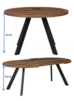 Table à manger ovale moderne en bois avec plateau coulissant extensible, design ajustable et peu encombrant pour l'ameublement domestique (vente en gros)