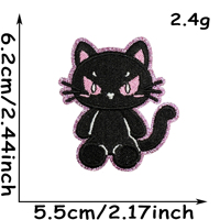 Patch thermocollant rose à bords pailletés, motif chat, sac, fleur, fantôme, nœud violet d'Halloween pour veste en jean et sac à dos DIY