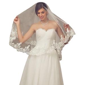 Alla moda semplice velo da sposa con lungo treno pizzo solubile in acqua Cross-Border cattedrale ricamato copricapo matrimonio all'ingrosso - Product Image 5