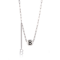 Collier à double lettre avec trombone Femmes Pendentif pour hommes S925 Argent Blanc Or K Mat Rond Noir Palladium Collier Cadeau