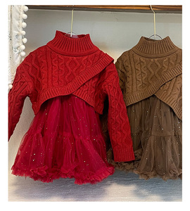 Robe d'hiver princesse élégante avec paillettes tricotées patchwork une pièce pour bébé <span class=keywords><strong>jupe</strong></span> courte fille - Product Image 5