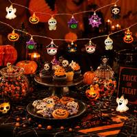 1 Buah Lampu Tali LED 3V Halloween Tidak Dapat Diredupkan 10/20 LED Lampu Peri Hantu Labu Laba-laba Mumi Kerangka Lampu Peri Pesta Liburan Rumah