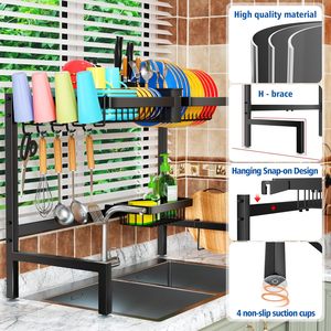 Estante organizador de cocina moderno de metal con drenaje, estantería de almacenamiento sobre el fregadero, estantes para especias, almacenamiento de cocina - Product Image 2