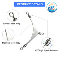Swivel Snap Hook Konektor Joran Putar 3 Arah Baja Tahan Karat Kekuatan Tinggi untuk Jig Head Pancing