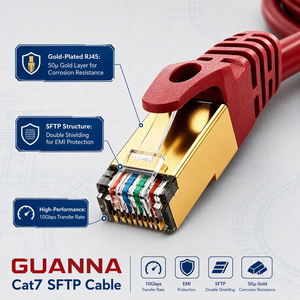 <span class=keywords><strong>Cable</strong></span> de Conexión <span class=keywords><strong>Ethernet</strong></span> Cat7 SFTP 10G 600MHz de Alta Velocidad OFC, Económico, con Conector RJ45 Dorado, <span class=keywords><strong>Cable</strong></span> LAN Rojo para Estudio Multimedia - Product Image 3