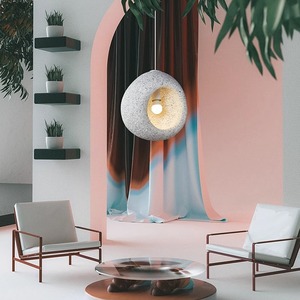 โคมไฟห้อยเพดานสไตล์วบิซาบิสมัยใหม่ สีครีม ดีไซน์มินิมอลแบบนอร์ดิก เหมาะสำหรับใช้ในร้านอาหารหรือข้างเตียง - Product Image 3