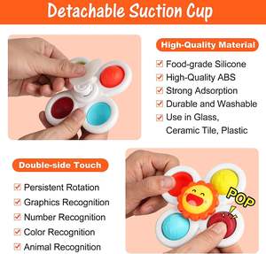 Jouets de bain pour bébés Ventouse pour insectes Jouet rotatif pour bébés Anneau Cloche pour enfants Ensemble gyroscopique à doigts rotatifs Moulin à vent rotatif mignon - Product Image 4