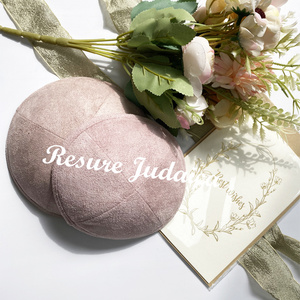 Resure Wildleder Kippah Hut Muslim Yamulka Benutzer definiertes Logo Wildleder Kippot Jüdische Kippah <span class=keywords><strong>Cap</strong></span> Denim Judaica Israel Kipot - Product Image 3
