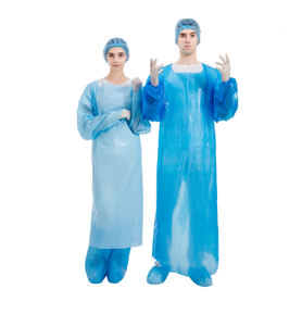 Hubei Haixin approvisionnement médical bleu robe d'isolement jetable grand PPE étanche en plastique Robe en gros vêtements chirurgicaux - Product Image 5