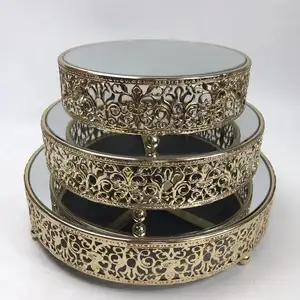 New design metal pattern design cake holder round cake stand set