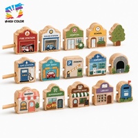 Jouet en bois à lacer avec perles représentant des animaux et des véhicules (voitures, trains, bateaux et avions) – Ensemble éducatif Montessori pour développer la motricité fine W13D507
