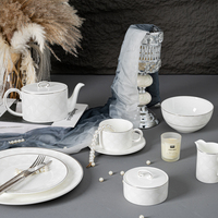 Service de table en porcelaine fine P&T Luxury Silver Decal, assiettes et bols pour hôtel et restaurant, fabricant de vaisselle de luxe.