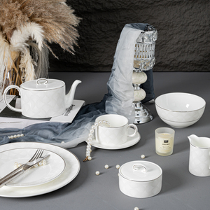 Service de table en porcelaine fine P&T de luxe avec décor argenté, vaisselle pour <span class=keywords><strong>hôtel</strong></span> et <span class=keywords><strong>restaurant</strong></span> - Product Image 6