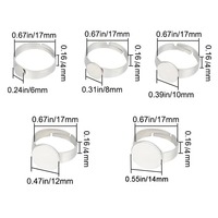 Sunling 10Pcs Cincin Kosong Stainless Steel yang Dapat Disesuaikan 6/8/10/12/14MM Alas Cincin Datar untuk Cabochon, Perlengkapan Perhiasan DIY