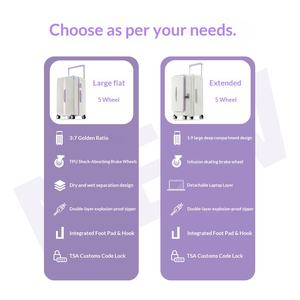 Valise PC grande capacité avec poignée télescopique large, serrure TSA, roues universelles, 20 pouces, violette, valise à roulettes - Product Image 2