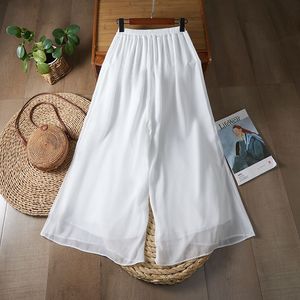 Sky Blue Wide Leg <b>Chiffon</b> Pants With Embroidery Casual Women's <b>Trousers</b> Spring Summer Style - Product Image 4