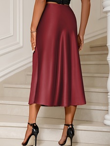 Vestido Elegante de Satén con Corte A y Falda Midi para Mujer, con Caída Sedosa, para Primavera/Verano - Product Image 5